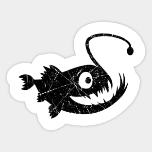 Vintage Deep Sea Angler Fish Retro Art Sticker